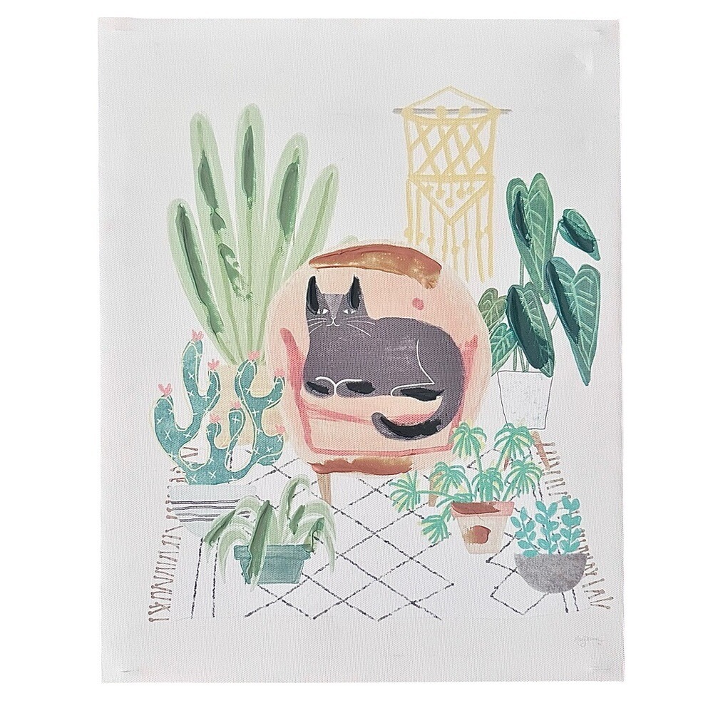 Urban Jungle Cat Plant Animal Art On Canvas  By Mary Urban Home Decor - Picture 3 of 6